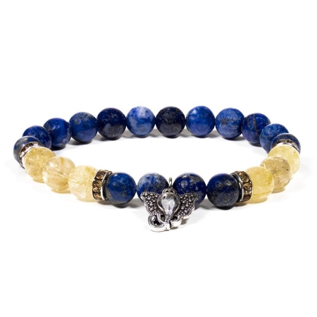 Armband Lapislazuli/Rutilquarz mit Ganesha Armband Lapislazuli/Rutilquarz mit Ganesha – Diverse Armbänder