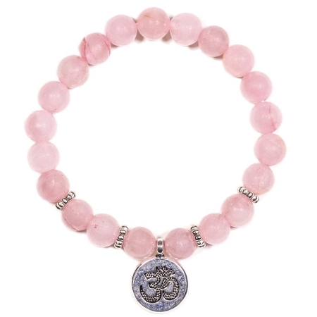 Mala-Armband Rosenquarz – elastisch – mit Ohm Mala-Armband Rosenquarz – elastisch – mit Ohm – Diverse Armbänder