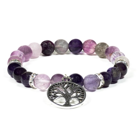 Armband Fluorit-Amethyst mit Baum des Lebens Armband Fluorit-Amethyst mit Baum des Lebens – Diverse Armbänder