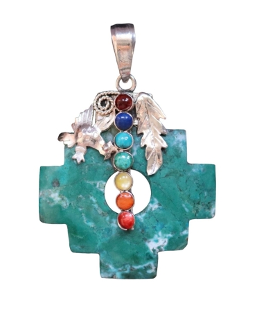 Malachit + Silber „Chakana“ Anhänger Malachit + Silber „Chakana“ Anhänger – Chakana